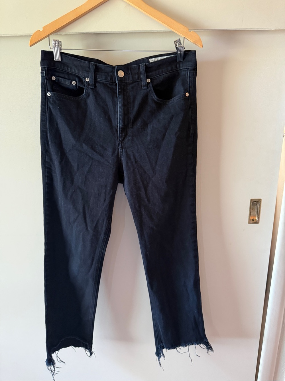 rag & bone Black Cropped Raw Hem Jeans